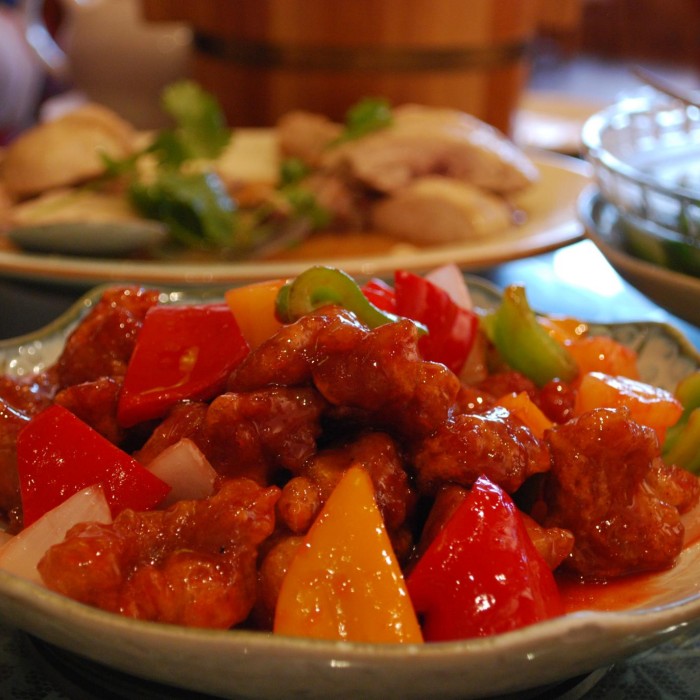 Plate with sweet and sour pork